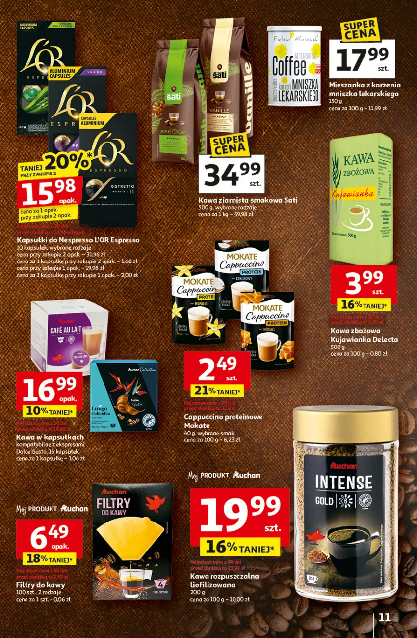 Gazetka promocyjna Auchan - Wielkie przeboje cenowe Hipermarket - ważna 23.10 do 29.10.2025 - strona 11 - produkty: Cappuccino, Dolce Gusto, Fa, Kask, Kawa, Kawa rozpuszczalna, Kawa zbożowa, LG, Stek