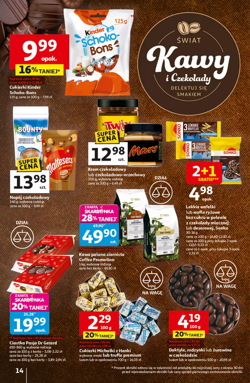 Gazetka promocyjna Auchan - Wielkie przeboje cenowe Hipermarket - ważna 23.10 do 29.10.2025 - strona 14 - produkty: Ciastka, Cukier, Cukierki, Daktyle, Dr Gerard, Fa, Kawa, Michałki, Napój, Rodzynki, Ryż, Tran, Wafle