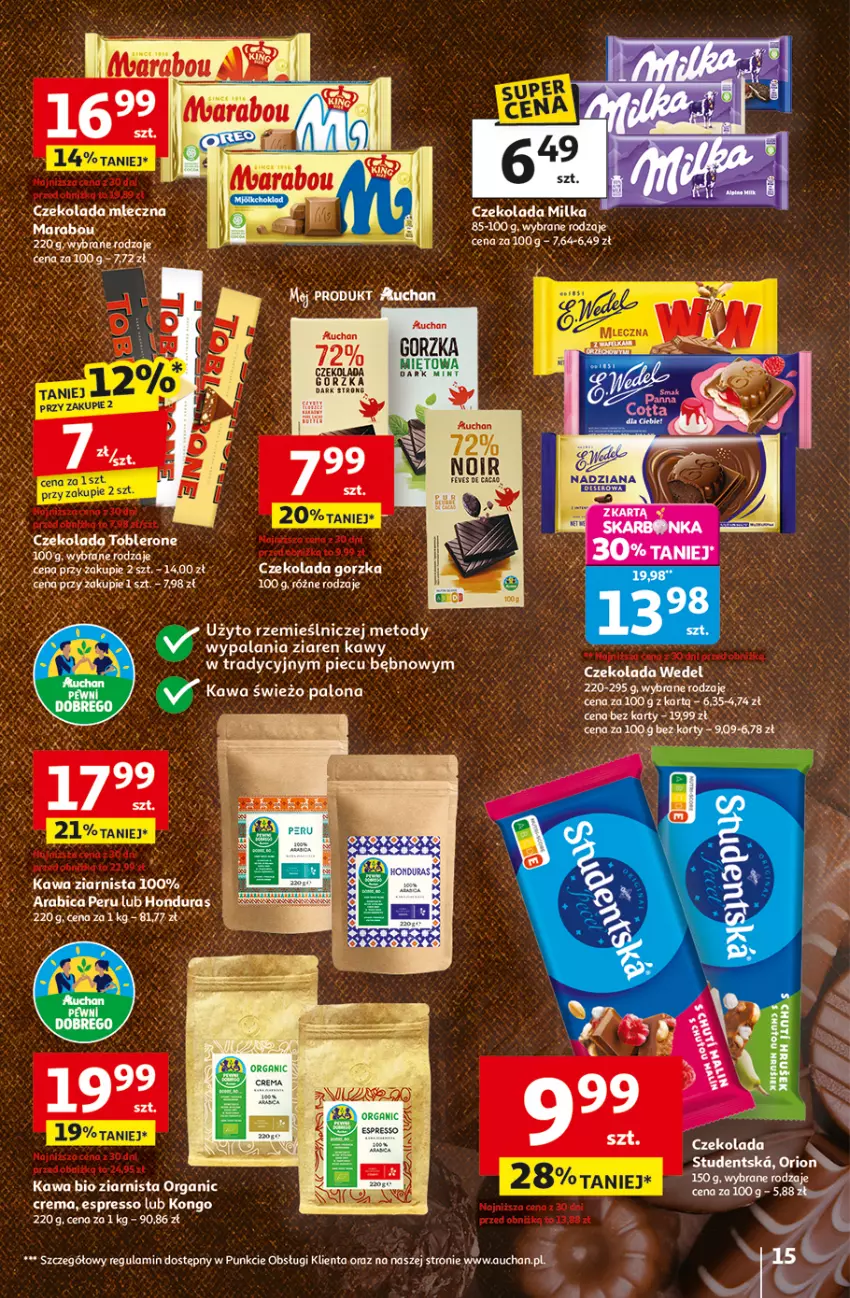 Gazetka promocyjna Auchan - Wielkie przeboje cenowe Hipermarket - ważna 23.10 do 29.10.2025 - strona 15 - produkty: BIC, Czekolada, Czekolada gorzka, Fa, Kawa, Kawa ziarnista, Miecz, Milka, Piec, Rum