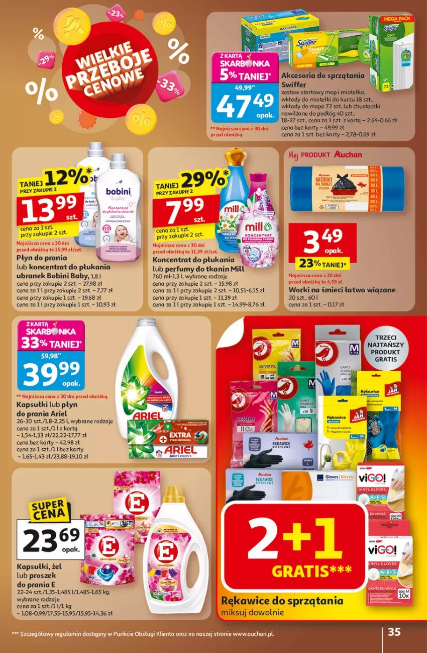 Gazetka promocyjna Auchan - Wielkie przeboje cenowe Hipermarket - ważna 23.10 do 29.10.2025 - strona 35 - produkty: Ariel, Chusteczki, Gra, Mafia, Mop, Perfum, Płyn do prania, Rękawice, Ser, Worki na śmiec, Worki na śmieci