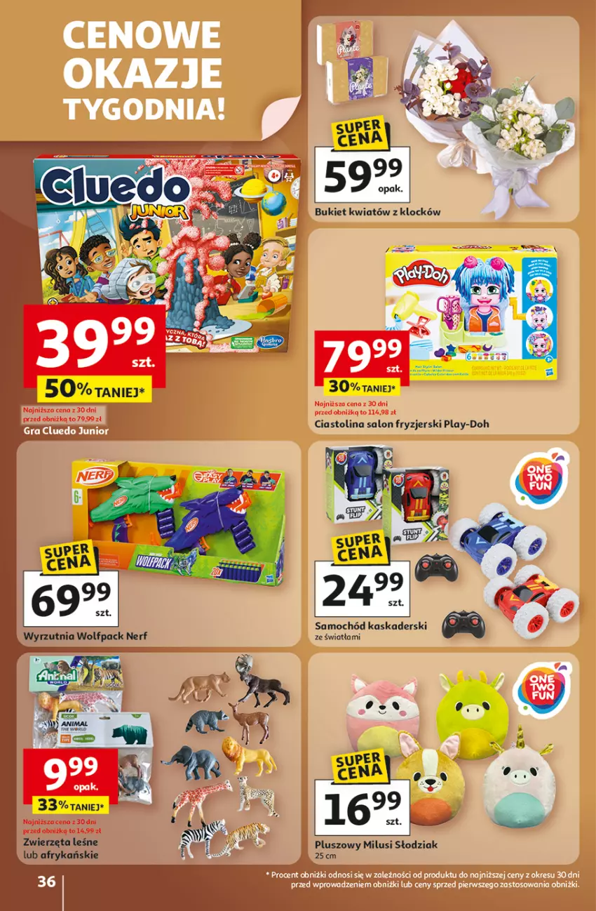 Gazetka promocyjna Auchan - Wielkie przeboje cenowe Hipermarket - ważna 23.10 do 29.10.2025 - strona 36 - produkty: Kask, Nerf, Play-Doh, Samochód, Wyrzutnia, Zwierzęta