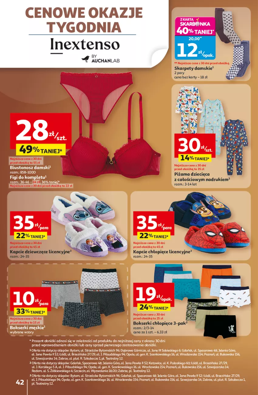 Gazetka promocyjna Auchan - Wielkie przeboje cenowe Hipermarket - ważna 23.10 do 29.10.2025 - strona 42 - produkty: Bokserki, Dzieci, Fa, Kapcie, Karp, Ser