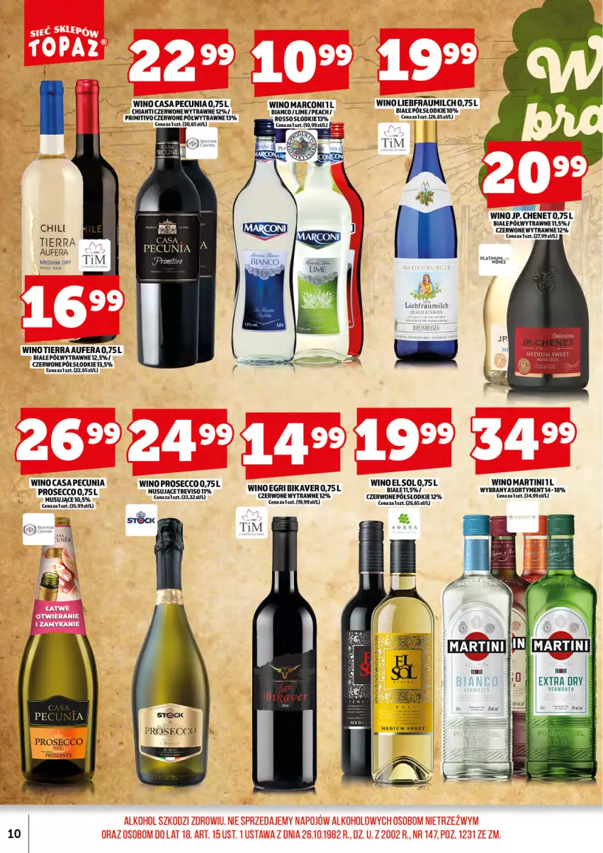 Gazetka promocyjna Topaz - Gazetka - ważna 01.08 do 17.08.2025 - strona 12 - produkty: Chia, Chianti, Martini, Mus, Prosecco, Vermouth, Wino
