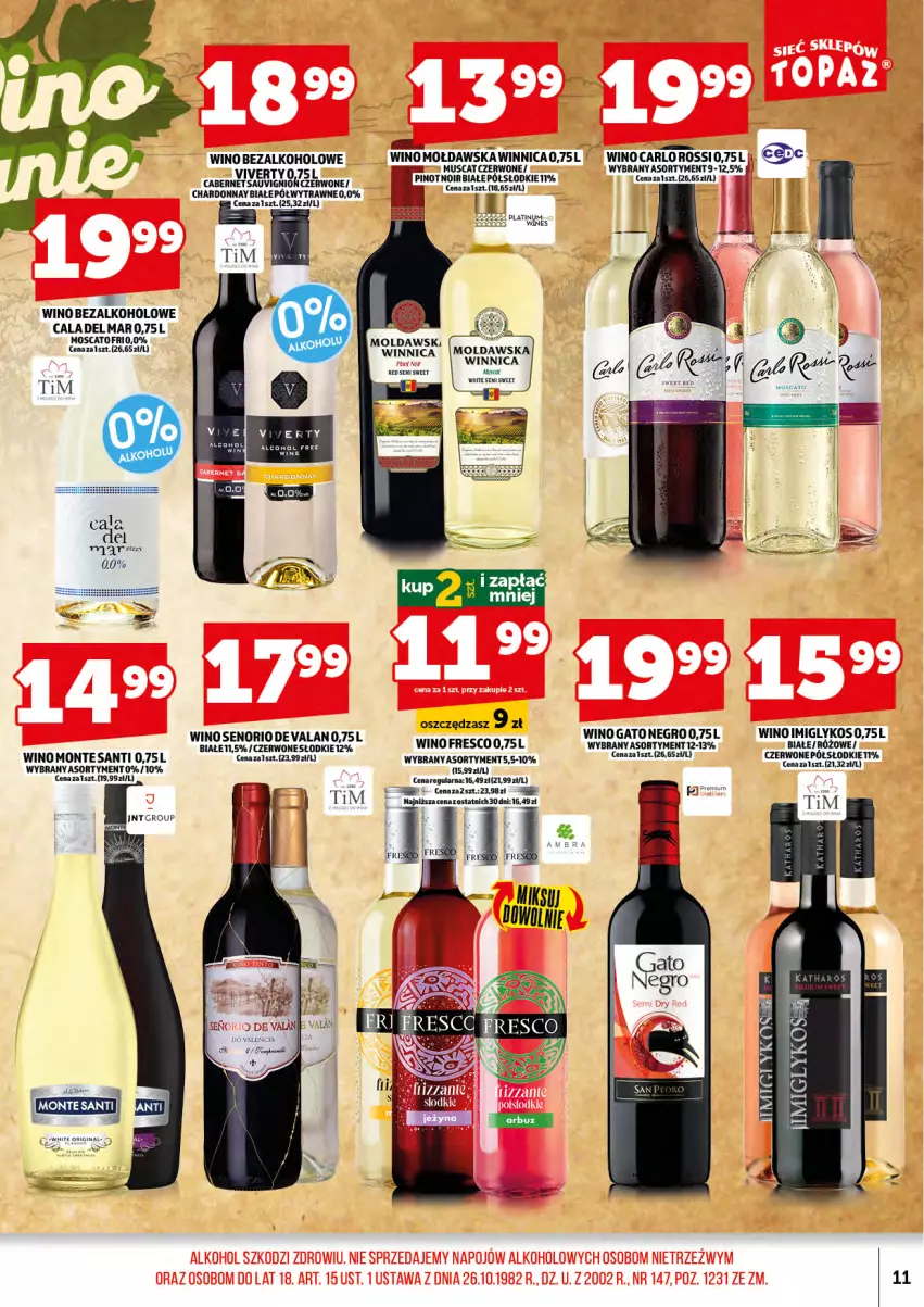 Gazetka promocyjna Topaz - Gazetka - ważna 01.08 do 17.08.2025 - strona 13 - produkty: Chardonnay, Delma, Fa, Fresco, Gin, Monte, Monte Santi, Mus, Wino, Wino bezalkoholowe
