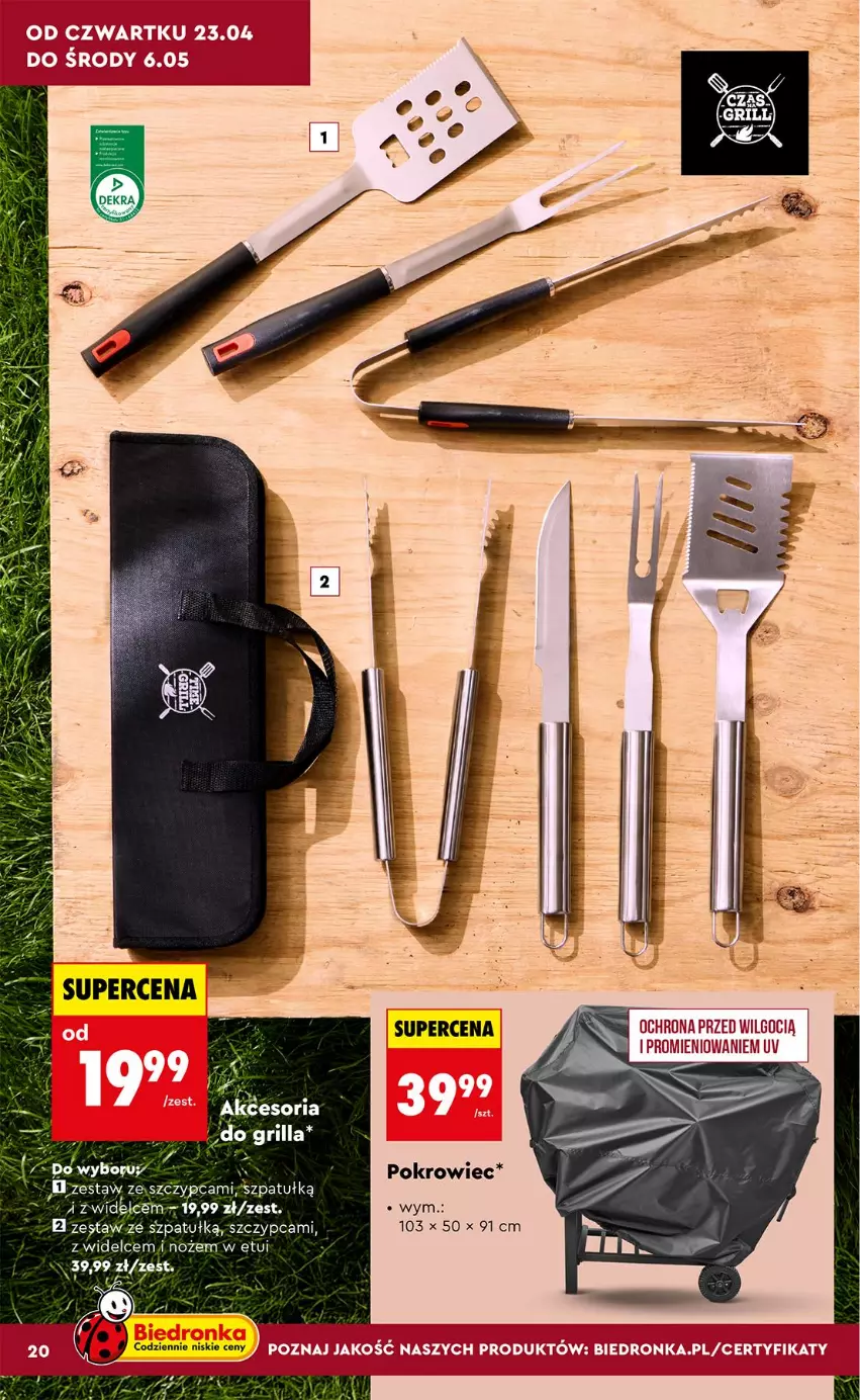 Gazetka promocyjna Biedronka - Gazetka - ważna 20.04 do 27.04.2026 - strona 20 - produkty: Grill, Noż, Pokrowiec, Tera