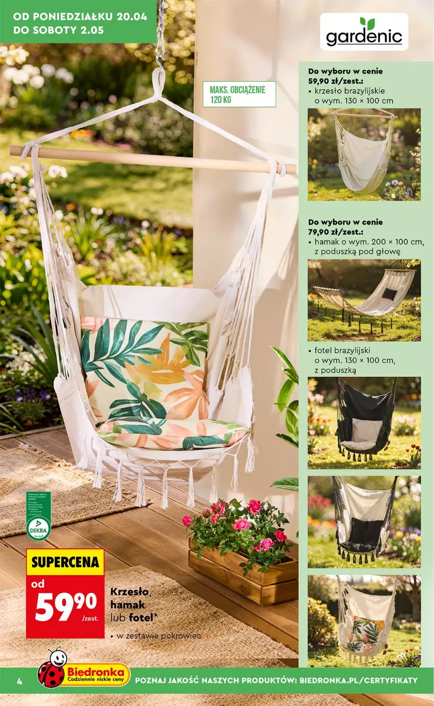 Gazetka promocyjna Biedronka - Gazetka - ważna 20.04 do 27.04.2026 - strona 4 - produkty: Fotel, Hama, Krzesło