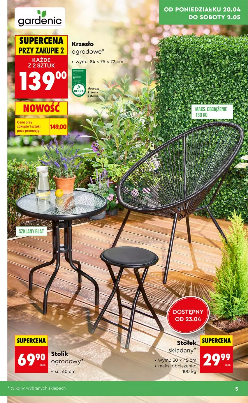 Gazetka promocyjna Biedronka - Gazetka - ważna 20.04 do 27.04.2026 - strona 5 - produkty: Krzesło, Stolik