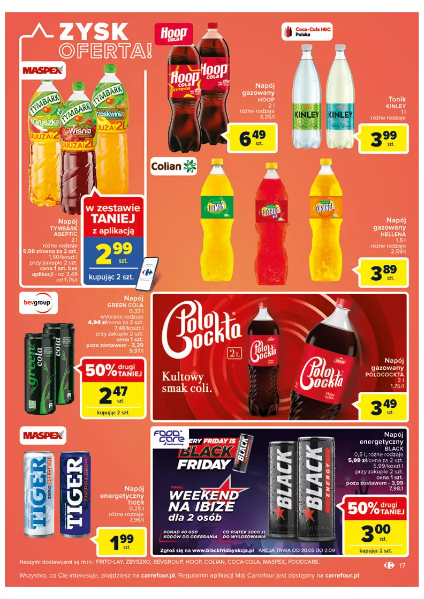 Gazetka promocyjna Carrefour - Gazetka Carrefour - ważna 04.05 do 28.05.2022 - strona 17 - produkty: Coca-Cola, Hoop, Kosz, Napój, Napój energetyczny, Tymbark