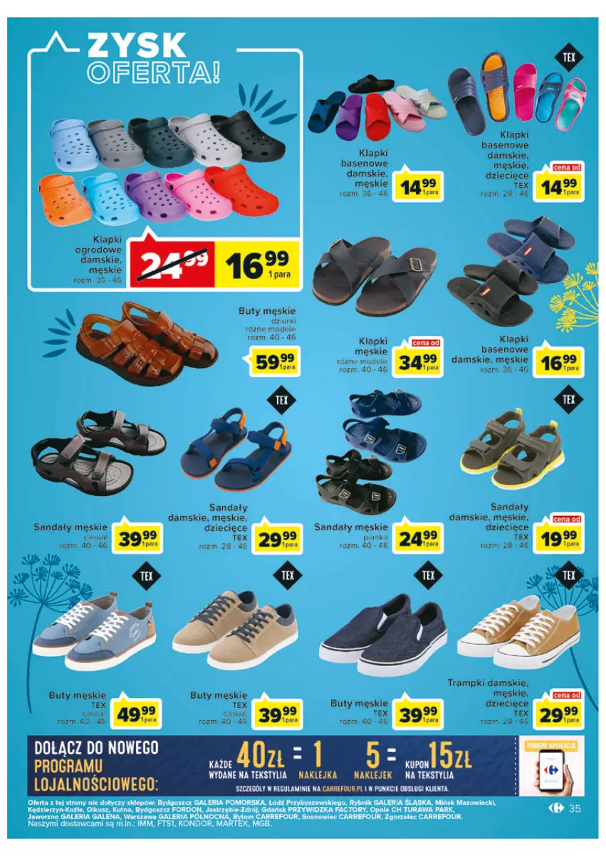 Gazetka promocyjna Carrefour - Gazetka Carrefour - ważna 04.05 do 28.05.2022 - strona 35 - produkty: Buty, Dzieci, Fa, Klapki, Sandał, Sos, Trampki