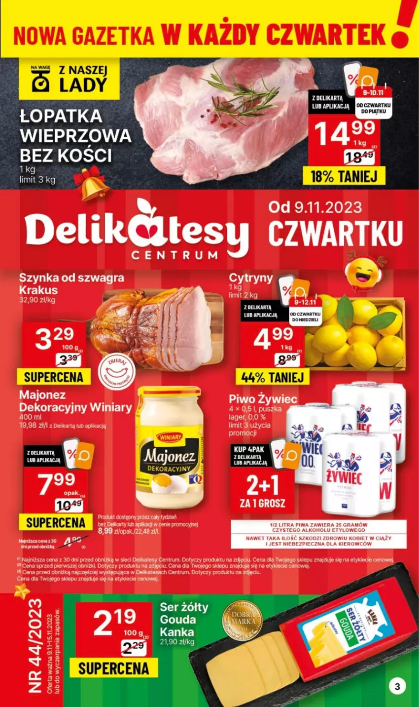 Gazetka promocyjna Delikatesy Centrum - Gazetka DC44 czw-sr - ważna 09.11 do 15.11.2023 - strona 3 - produkty: Cytryny, Gra, Krakus, Piec, Piwa, Piwo, Rum, Szynka, Winiary