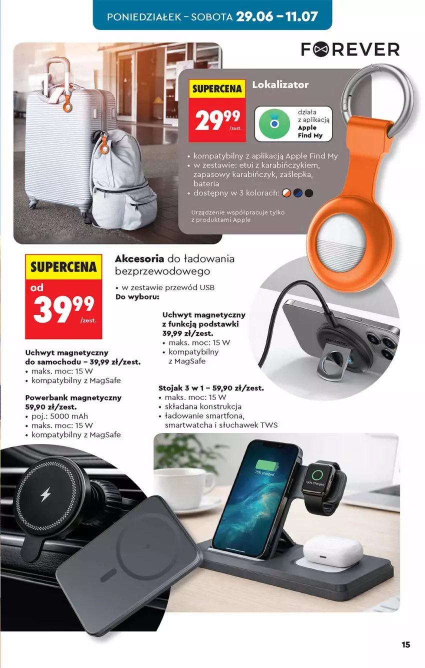 Gazetka promocyjna Biedronka - Okazje Tygodnia - ważna 27.06 do 11.07.2026 - strona 15 - produkty: Powerbank, Przewód, Smartfon, Smartwatch, Stojak