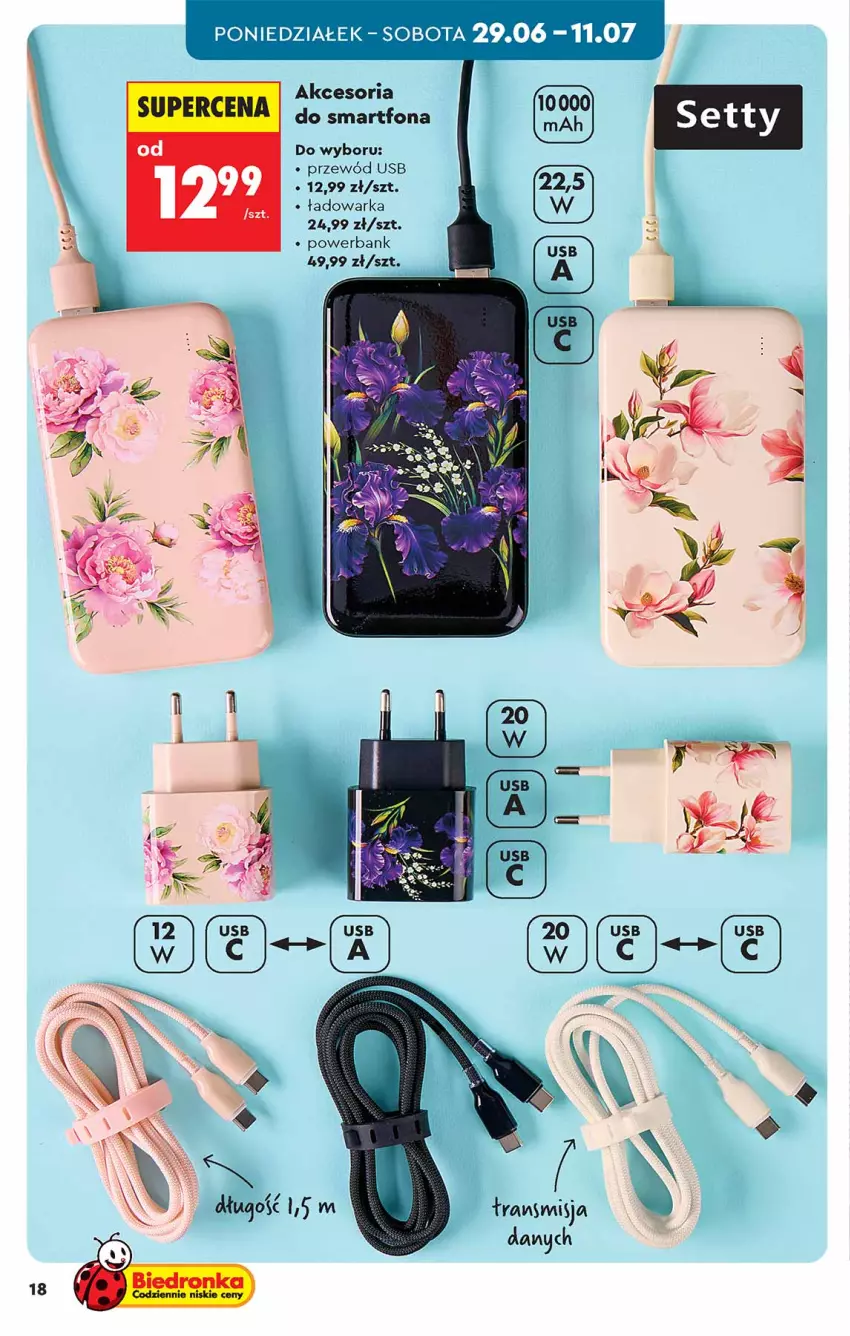 Gazetka promocyjna Biedronka - Okazje Tygodnia - ważna 27.06 do 11.07.2026 - strona 18 - produkty: Powerbank, Przewód, Smartfon, Tran, Warka