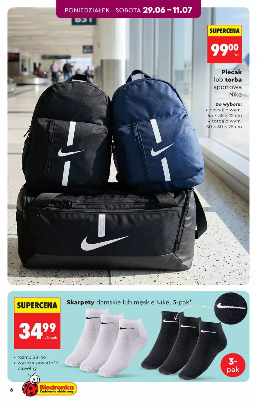 Gazetka promocyjna Biedronka - Okazje Tygodnia - ważna 27.06 do 11.07.2026 - strona 6 - produkty: Nike, Plecak, Por, Sok, Sport, Torba