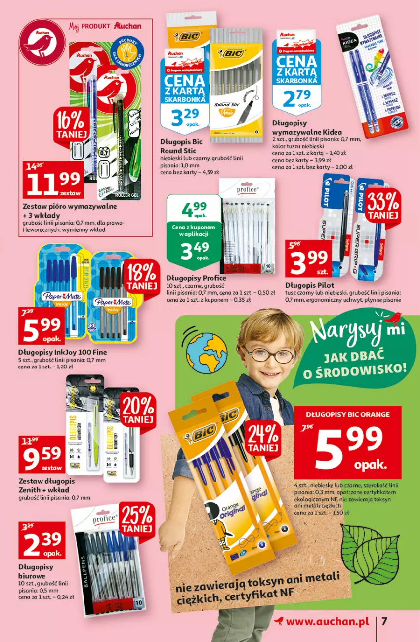 Gazetka promocyjna Auchan - Rysuje się słodka przekąska Hipermarkety - ważna 12.08 do 18.08.2021 - strona 7 - produkty: BIC, Biuro, Długopis, Tusz