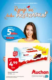 Gazetka promocyjna Auchan - Rysuje się słodka przekąska Hipermarkety - Gazetka - ważna od 18.08 do 18.08.2021 - strona 1 - produkty: Mleczna kanapka, Kinder