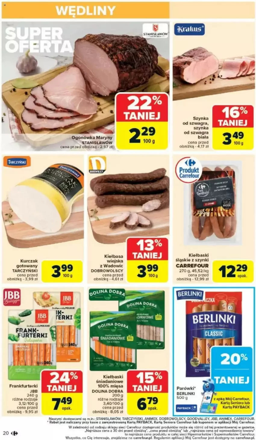 Gazetka promocyjna Carrefour - ważna 05.05 do 10.05.2025 - strona 15 - produkty: Berlinki, Danio, Frankfurterki, Gra, Kiełbasa, Kiełbaski śląskie, Kurczak, Ogonówka, Parówki, Pur, Szynka, Tarczyński