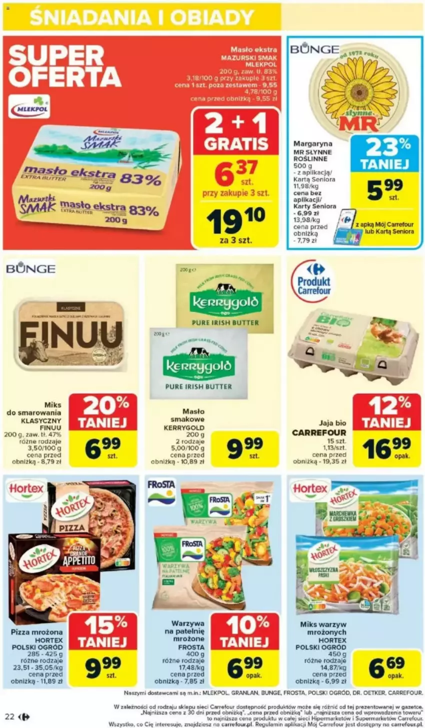 Gazetka promocyjna Carrefour - ważna 05.05 do 10.05.2025 - strona 17 - produkty: Frosta, Gra, Hortex, HP, Jaja, Margaryna, Masło, Ogród, Pizza, Por, Pur, Słynne