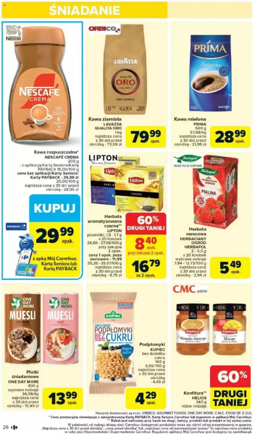 Gazetka promocyjna Carrefour - ważna 05.05 do 10.05.2025 - strona 21 - produkty: Danio, Fa, Helio, Herbapol, Herbata, Kawa, Kawa mielona, Kawa rozpuszczalna, Kupiec, Lipton, Ogród, Piec, Por, Prima