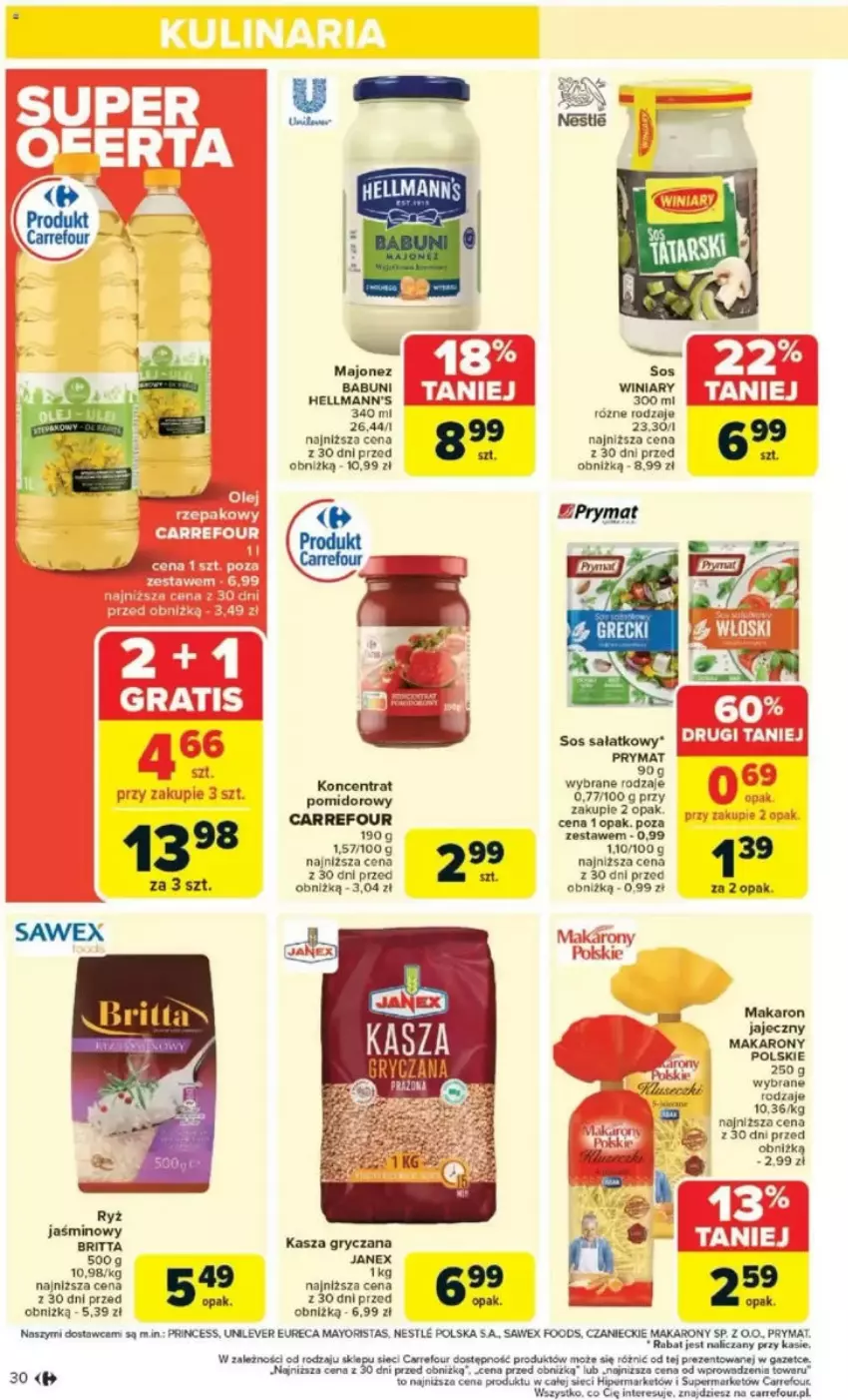 Gazetka promocyjna Carrefour - ważna 05.05 do 10.05.2025 - strona 26 - produkty: Gry, Kasza, Kasza gryczana, Kokos, Majonez, Makaron, Prymat, Ryż, Sałat, Sos