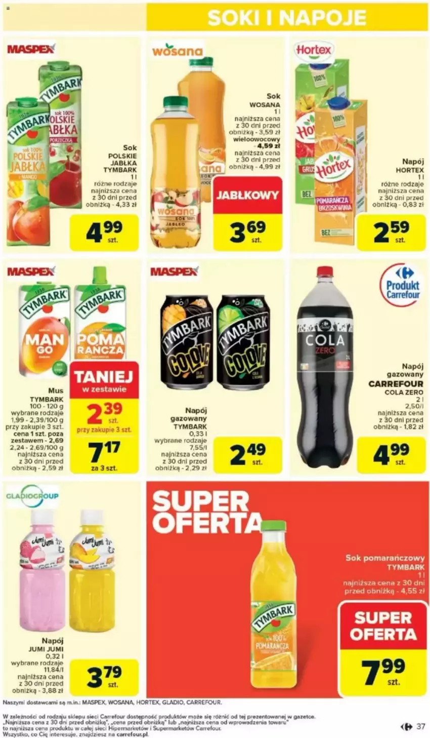 Gazetka promocyjna Carrefour - ważna 05.05 do 10.05.2025 - strona 33 - produkty: Hortex, Mus, Napój, Sok, Tymbark, Wosana
