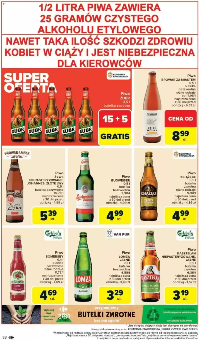 Gazetka promocyjna Carrefour - ważna 05.05 do 10.05.2025 - strona 35 - produkty: Carlsberg, Fa, Kasztelan, Książęce, Olma, Piwo, Pur, Ser