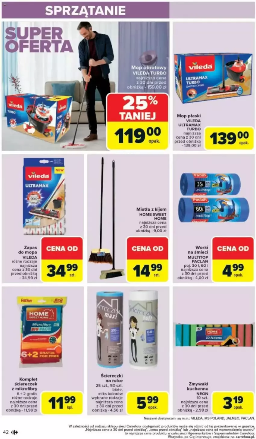 Gazetka promocyjna Carrefour - ważna 05.05 do 10.05.2025 - strona 39 - produkty: Gra, Kije, Miotła, Mop, Rama, Sprzątanie, Top, Vileda