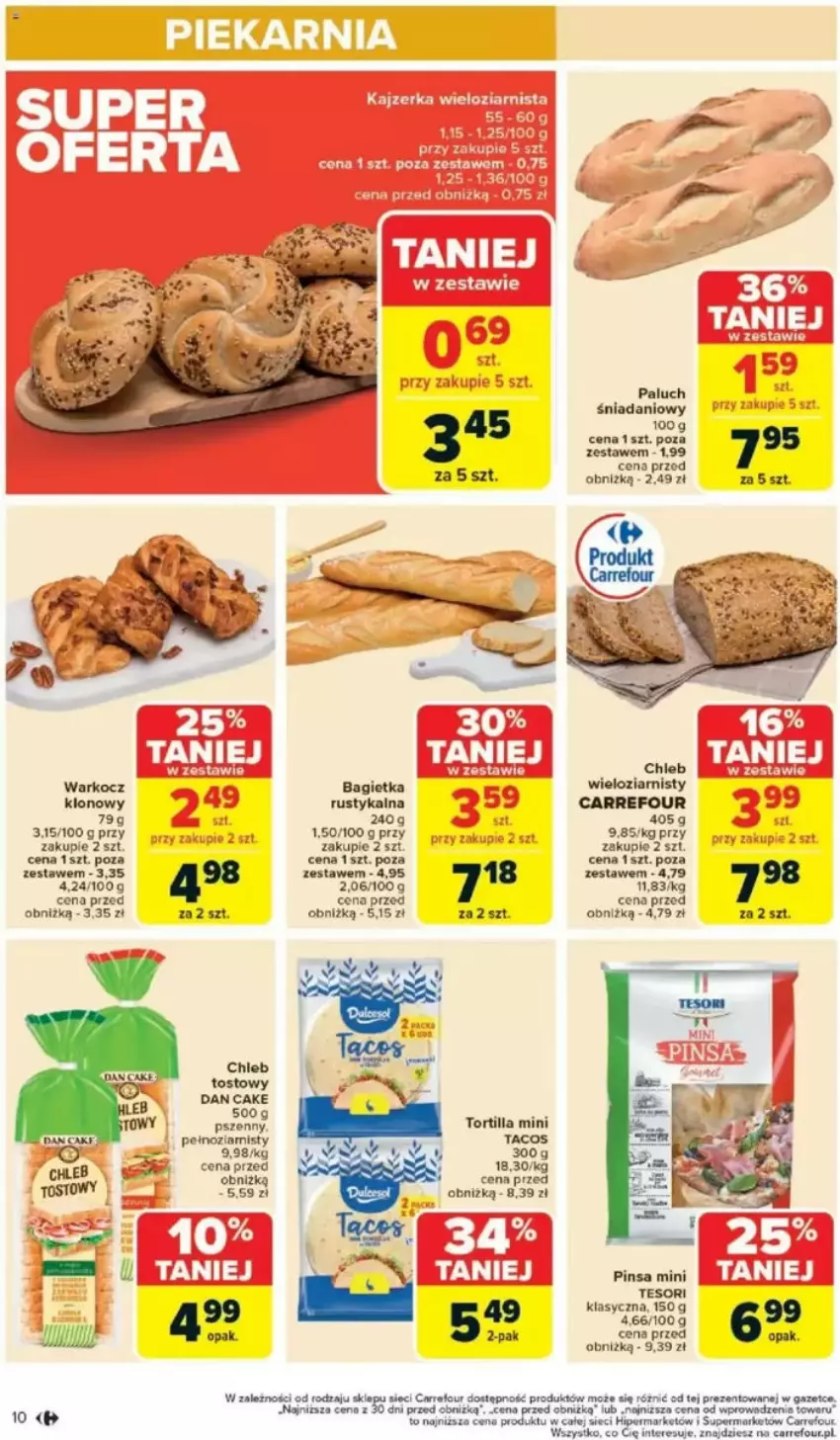 Gazetka promocyjna Carrefour - ważna 05.05 do 10.05.2025 - strona 4 - produkty: Bagietka, Chleb, Chleb tostowy, Dan Cake, Danio, Koc, Por, Rust, Tortilla