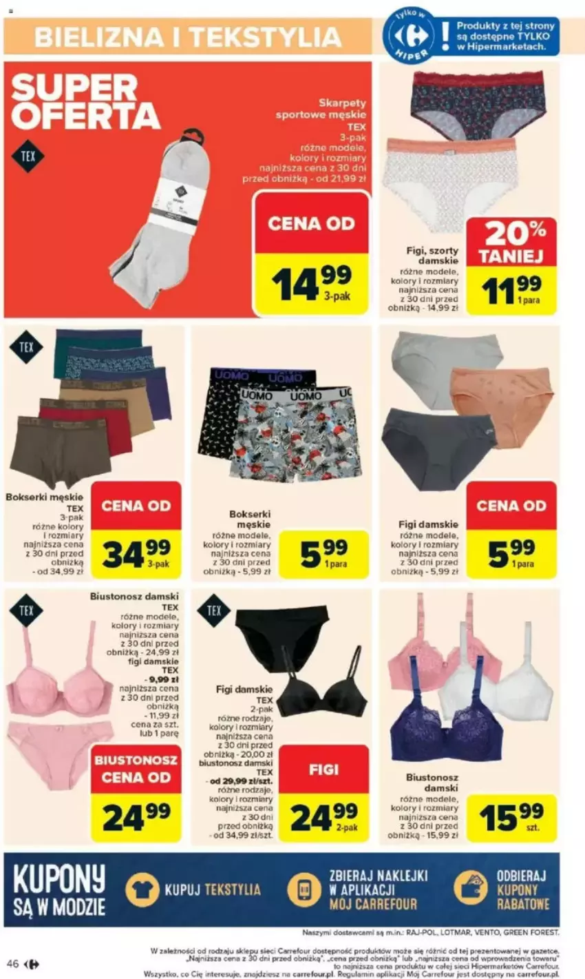 Gazetka promocyjna Carrefour - ważna 05.05 do 10.05.2025 - strona 43 - produkty: Biustonosz, Bokserki, Fa, Figi, Ser, Szorty