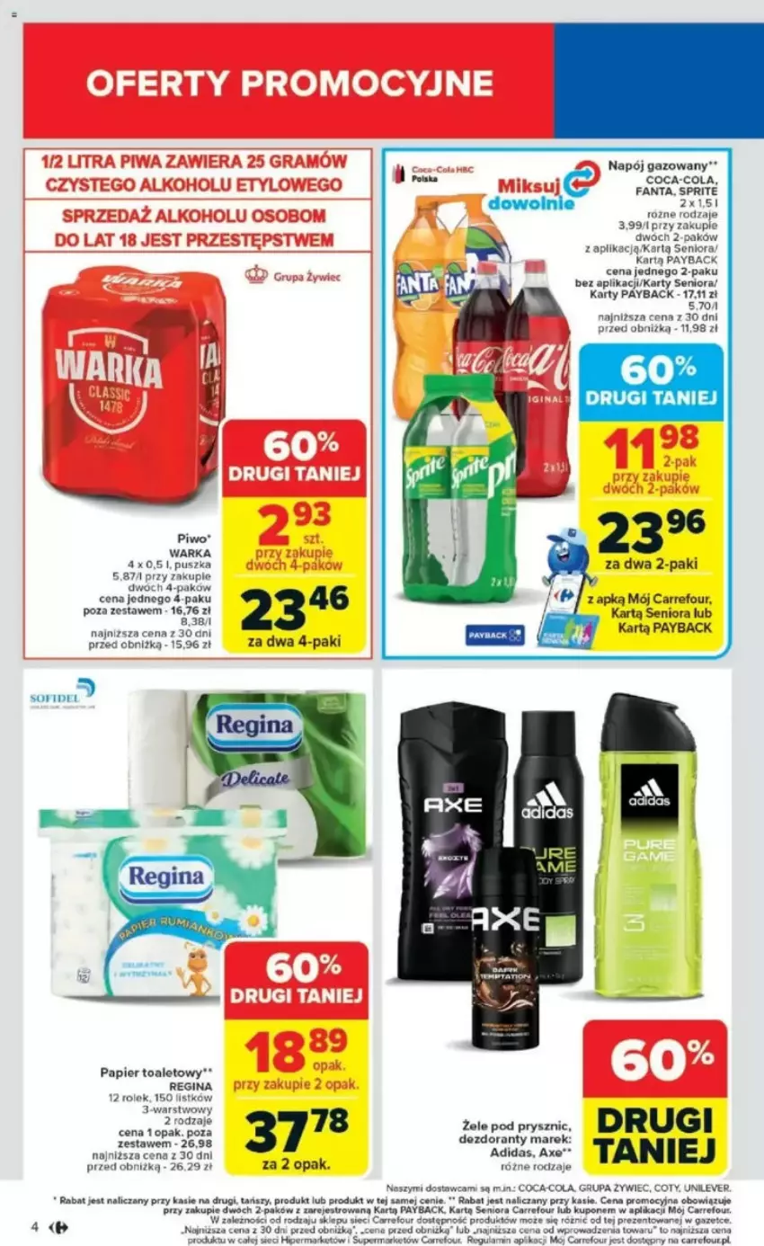 Gazetka promocyjna Carrefour - ważna 05.05 do 10.05.2025 - strona 51 - produkty: Adidas, Coca-Cola, Fa, Fanta, Gin, HP, Napój, Napój gazowany, Papier, Papier toaletowy, Piwa, Sprite, Warka