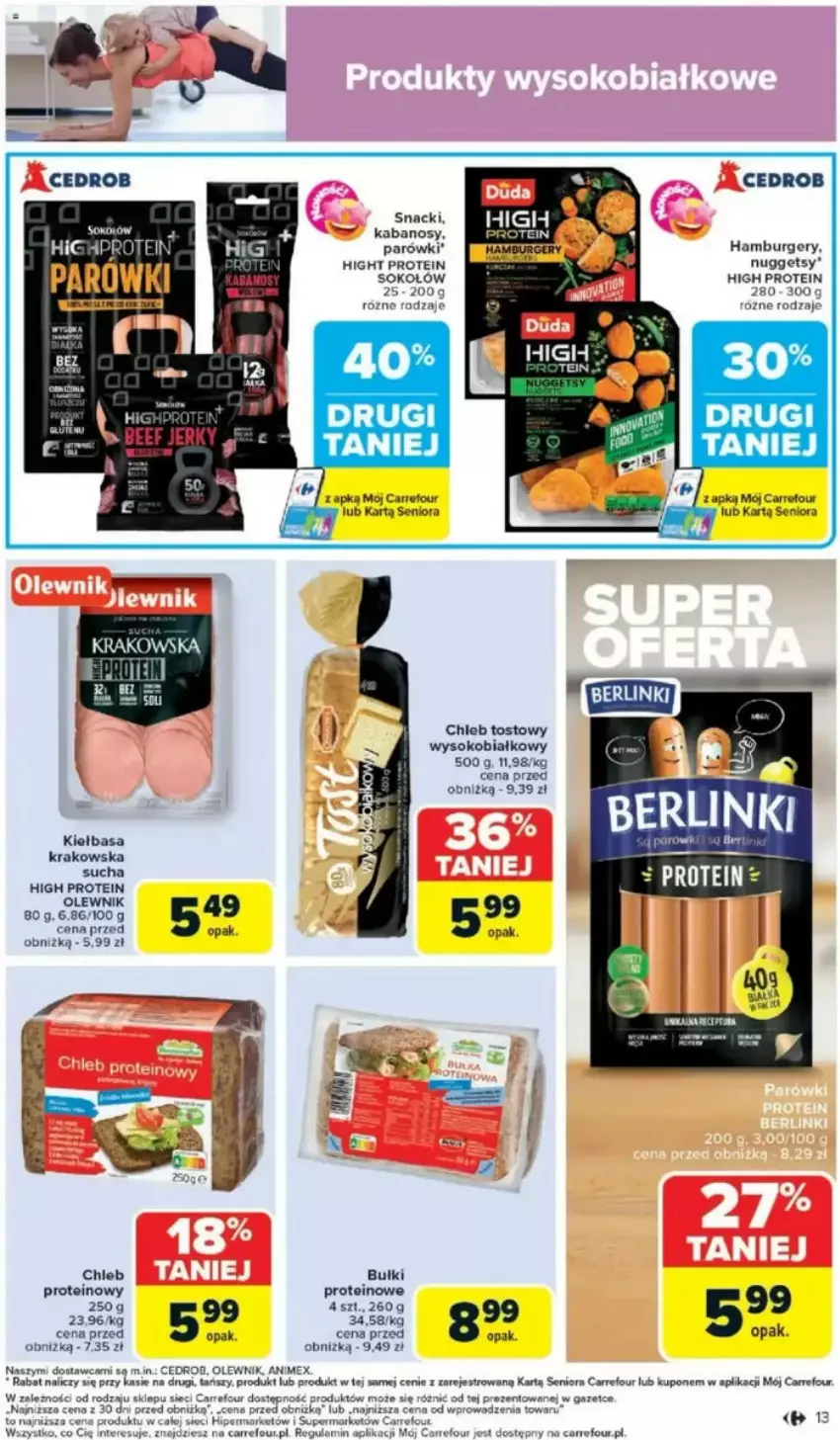 Gazetka promocyjna Carrefour - ważna 05.05 do 10.05.2025 - strona 7 - produkty: Burger, Chleb, Chleb tostowy, Hamburger, Kabanos, Kiełbasa, Klej, Parówki, Sok, Sokołów, Tera