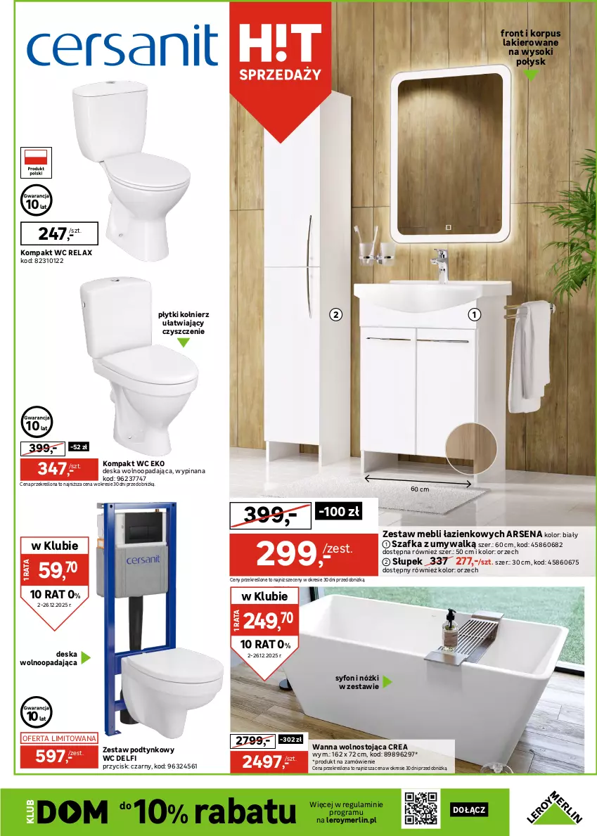Gazetka promocyjna Leroy Merlin - Gazetka Leroy Merlin - ważna 02.12 do 26.12.2025 - strona 23 - produkty: Bateria, Bateria umywalkowa, Deska wolnoopadająca, Gra, Klej, Kompakt WC, Lakier, Ser, Słupek, Sok, Syfon, Szafka, Top, Wanna, Zestaw podtynkowy WC