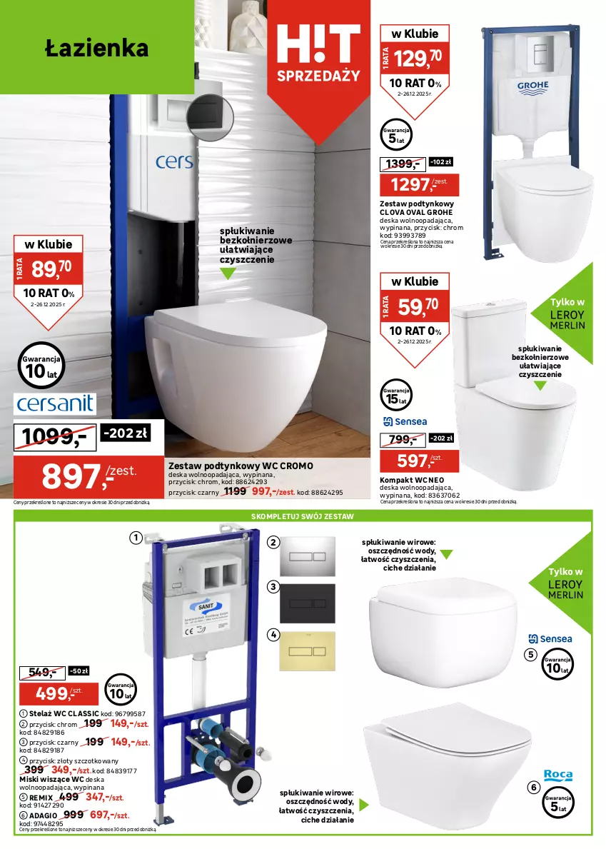 Gazetka promocyjna Leroy Merlin - Gazetka Leroy Merlin - ważna 02.12 do 26.12.2025 - strona 24 - produkty: Deska wolnoopadająca, Fa, Gra, Grohe, Grzejnik, Koc, Kompakt WC, Ogrzewanie, Olej, Rura, Sok, Tran, Zestaw podtynkowy WC