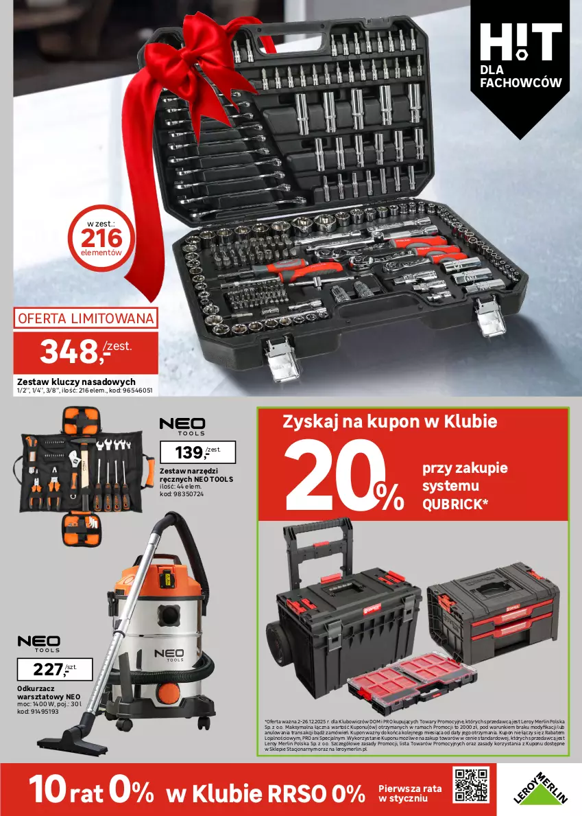Gazetka promocyjna Leroy Merlin - Gazetka Leroy Merlin - ważna 02.12 do 26.12.2025 - strona 27 - produkty: Cynk, Dźwig, Fa, Gniazdo pojedyncze, Gra, Kamera, Naświetlacz, Odkurzacz, Odkurzacz warsztatowy, Olej, Pojazd, Pojemnik, Pojemnik plastikowy, Rama, Ramka, Regał, Regał metalowy, Ser, Tran, Włącznik podwójny, Włącznik pojedynczy, Zestaw kluczy, Zestaw kluczy nasadowych, Zestaw narzędzi