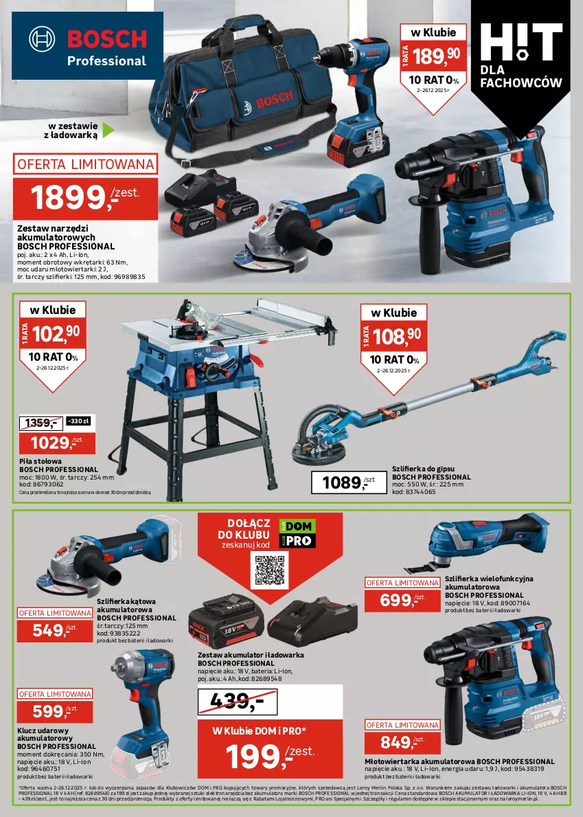 Gazetka promocyjna Leroy Merlin - Gazetka Leroy Merlin - ważna 02.12 do 26.12.2025 - strona 30 - produkty: Akumulator, Bateria, Bosch, Einhell, Fa, Klucz udarowy, Lampa, Młot, Młot udarowy, Młotowiertarka, Odkurzacz, Odkurzacz warsztatowy, Papier, Szczotka, Szlifierka, Szlifierka kątowa, Tarka, Tran, Warka, Wiertarka, Wkręt, Wkrętarka, Wyrzynarka, Zestaw narzędzi
