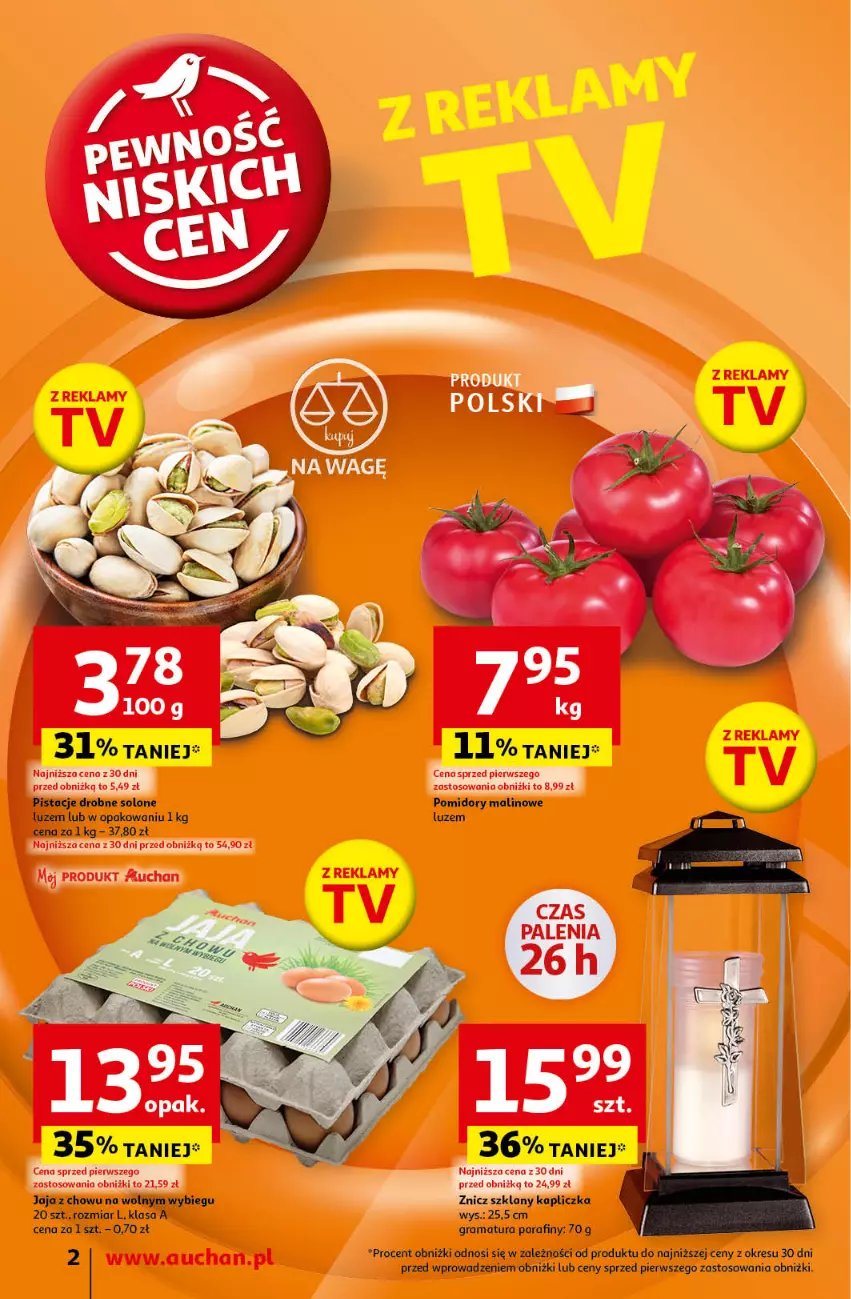 Gazetka promocyjna Auchan - Pewność Niskich Cen Moje - ważna 17.10 do 23.10.2024 - strona 2 - produkty: Gra, Jaja, Pistacje, Pomidory, Rama