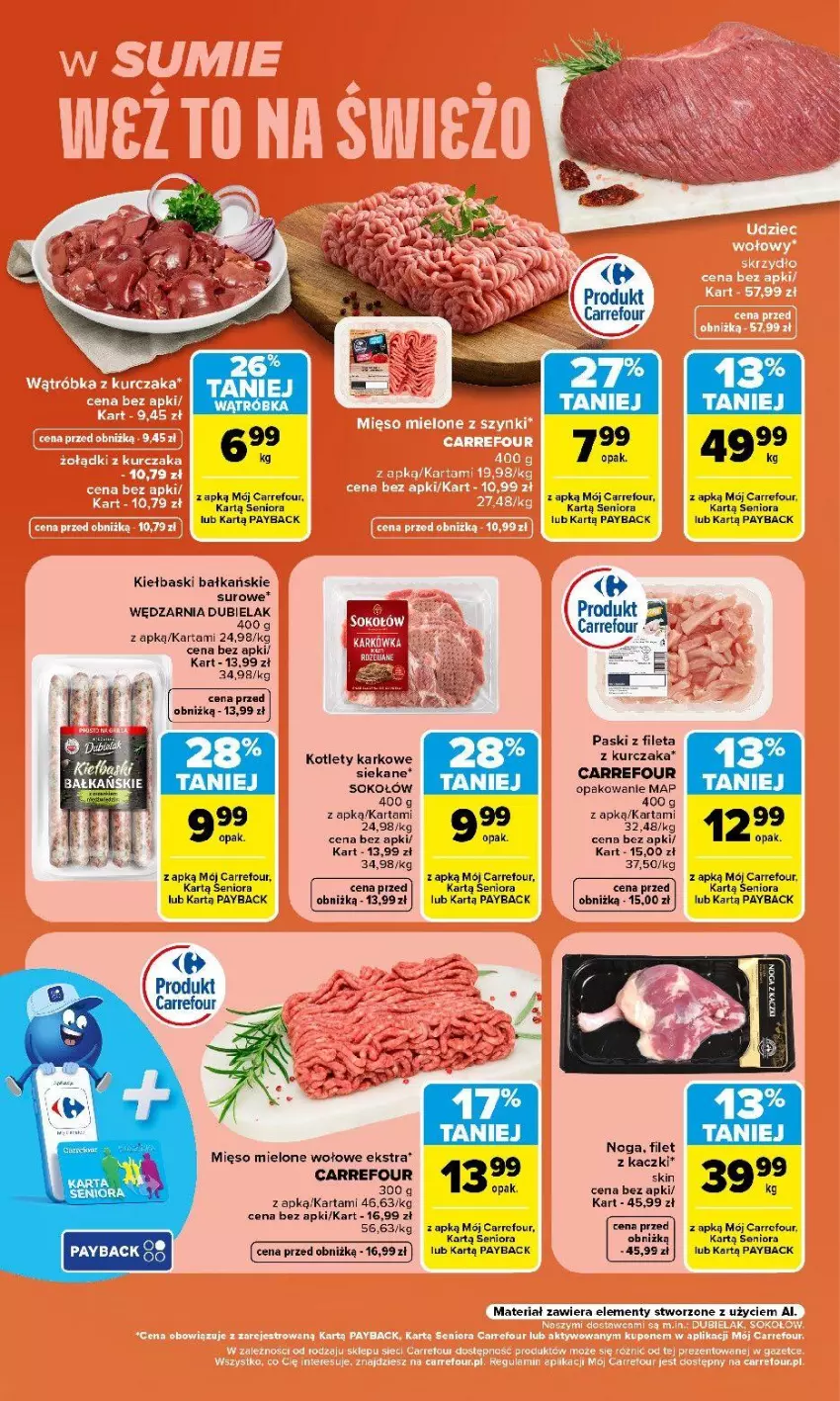 Gazetka promocyjna Carrefour - Gazetka Carrefour, Market w SUMIE weź to na świeżo - ważna 17.08 do 22.08.2026 - strona 4 - produkty: Fa, Kotlet, Kurczak, Mięso, Mięso mielone, Sok, Sokołów