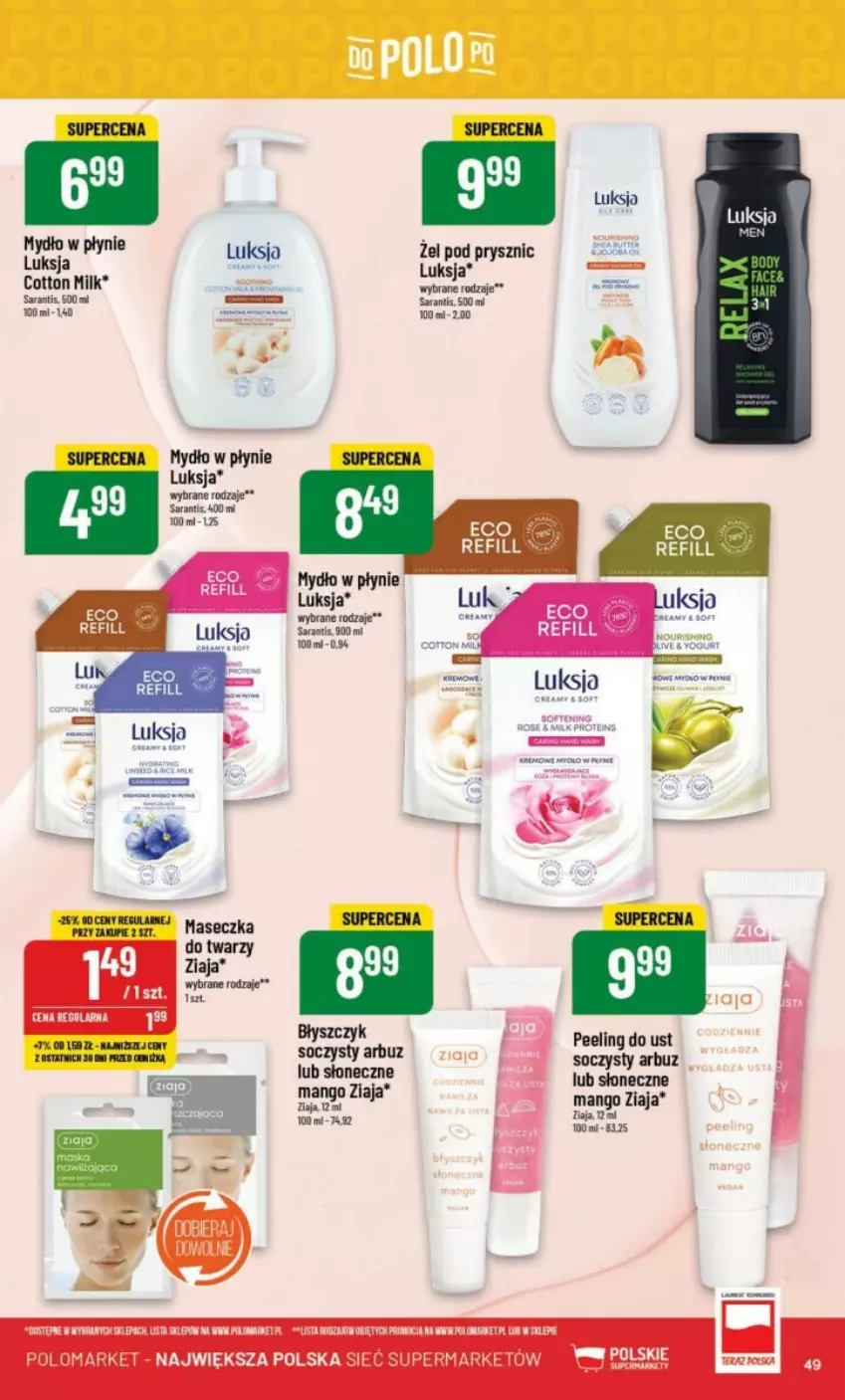 Gazetka promocyjna PoloMarket - ważna 11.10 do 17.11.2023 - strona 44 - produkty: Arbuz, Luksja, Mango, Mydło, Mydło w płynie, Peeling, Ziaja