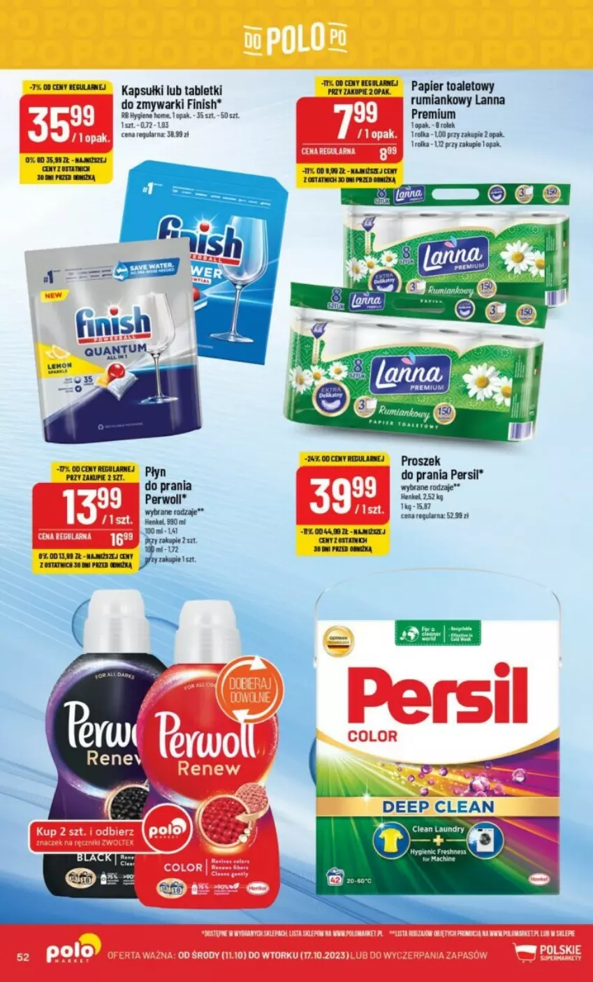 Gazetka promocyjna PoloMarket - ważna 11.10 do 17.11.2023 - strona 48 - produkty: Finish, Noż, Papier, Papier toaletowy, Persil, Płyn do prania, Rum, Tablet, Zmywarki