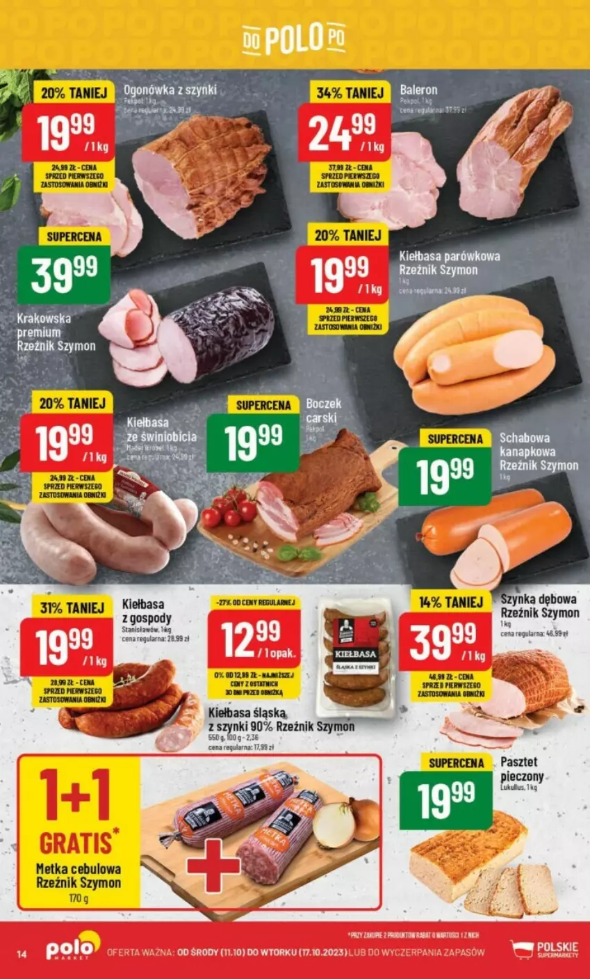 Gazetka promocyjna PoloMarket - ważna 11.10 do 17.11.2023 - strona 6 - produkty: BIC, Kiełbasa, Ogonówka, Pasztet, Ser, Szynka, Tera