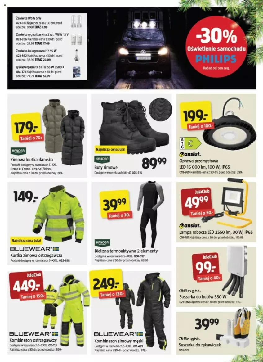 Gazetka promocyjna Jula - ważna 01.11 do 14.11.2024 - strona 16 - produkty: Bielizna, Buty, Buty zimowe, Gry, Halo, Kombinezon, Kurtka, Lampa, Lampa robocza LED, Suszarka, Tera, Wanna