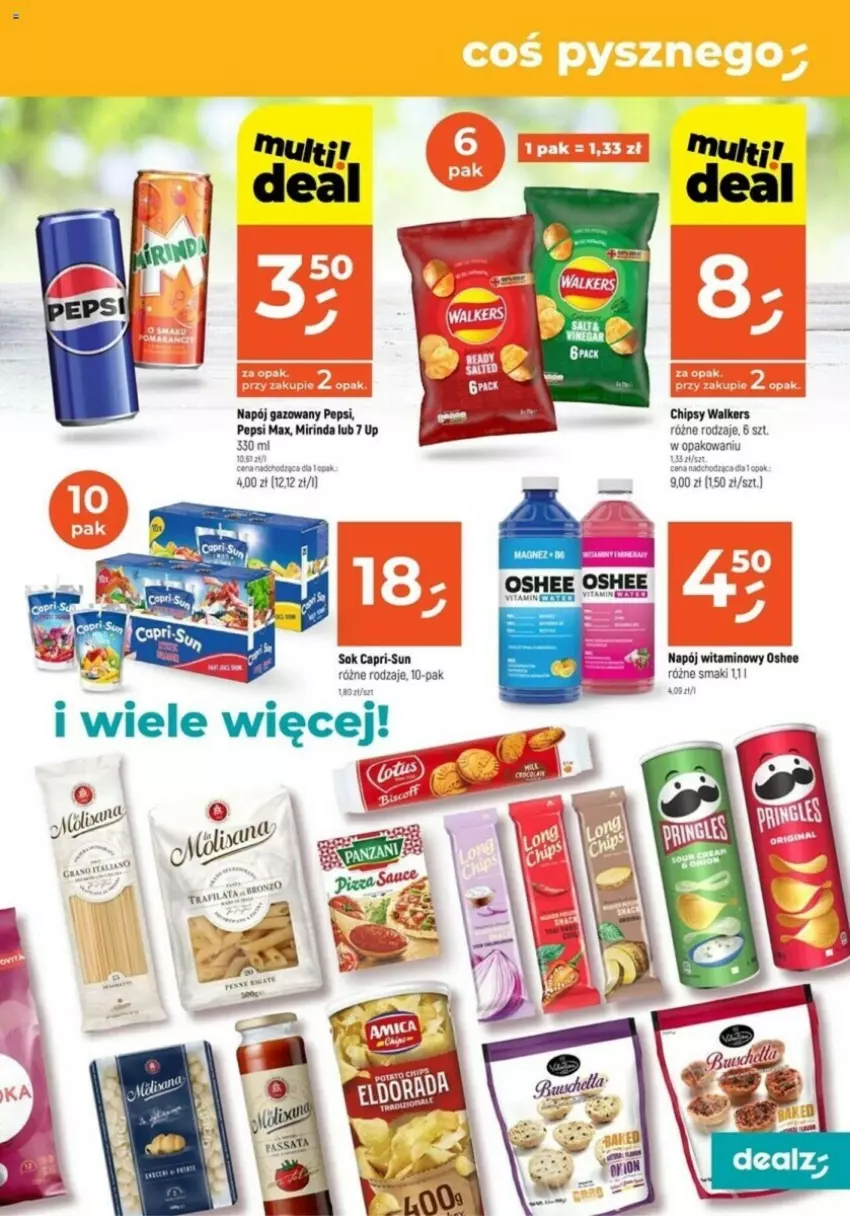 Gazetka promocyjna Dealz - ważna 24.10 do 06.11.2024 - strona 8 - produkty: Chipsy, Mirinda, Napój, Napój gazowany, Oshee, Pepsi, Pepsi max, Sok