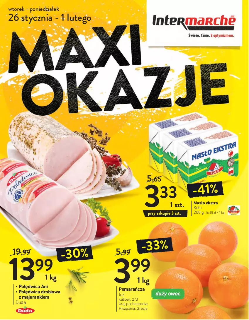 Gazetka promocyjna Intermarche - Maxi Okazje - ważna 26.01 do 01.02.2021 - strona 1 - produkty: Duda, Masło, Polędwica