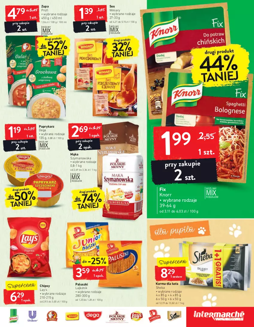 Gazetka promocyjna Intermarche - Maxi Okazje - ważna 26.01 do 01.02.2021 - strona 23 - produkty: Chipsy, Dega, Knorr, Lajkonik, Mąka, Papryka, Paprykarz, Sheba, Sos, Winiary, Zupa