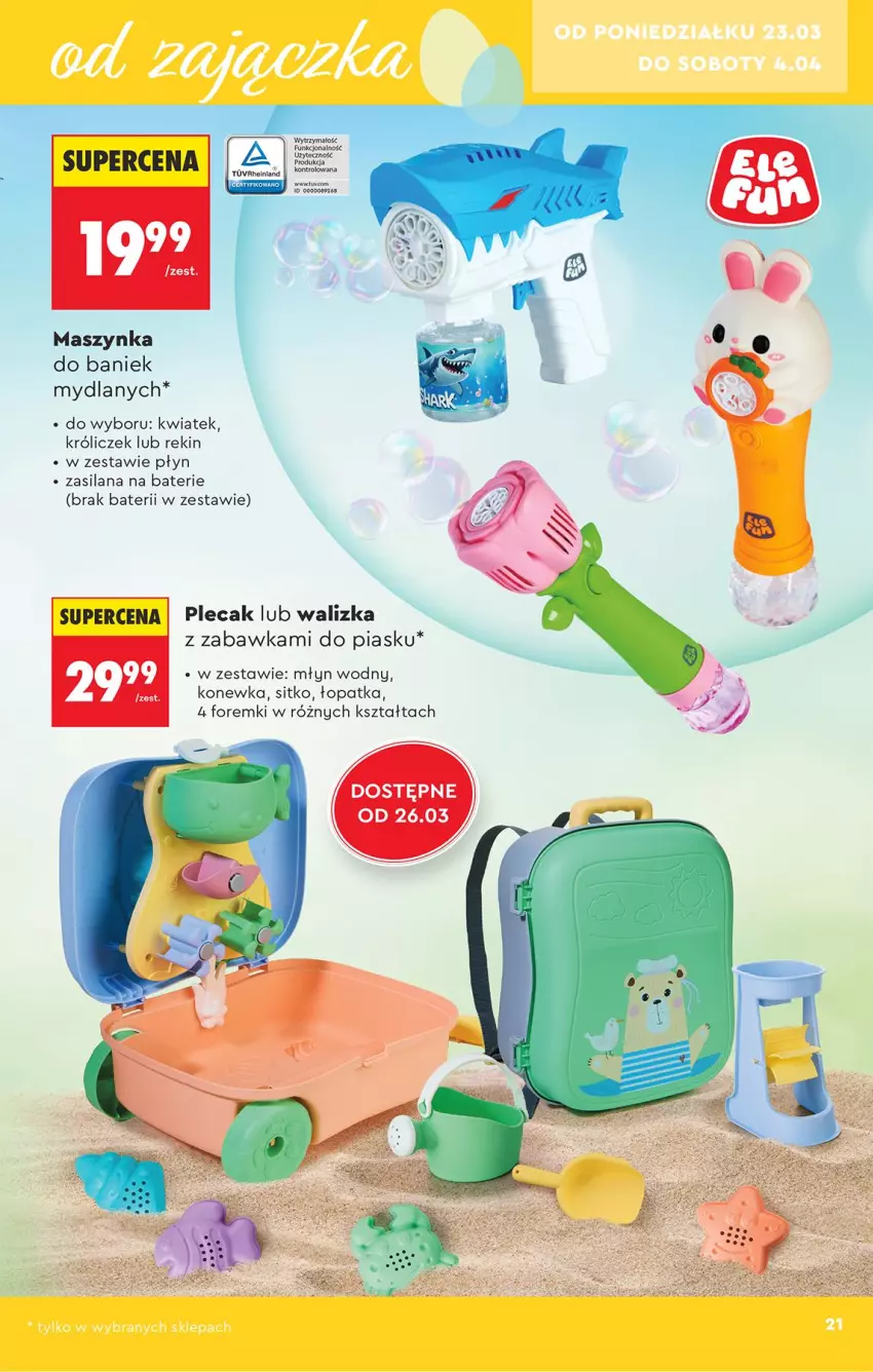 Gazetka promocyjna Biedronka - Okazje Tygodnia - ważna 21.03 do 04.04.2026 - strona 21 - produkty: Fa, Foremki, Konewka, LANA, Maszynka, Por, Silan, Sitko, Szynka, Zabawka