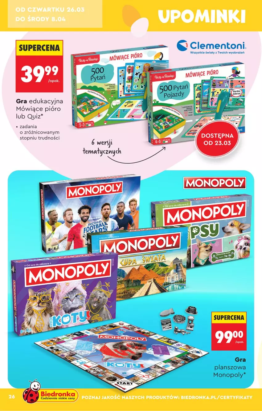 Gazetka promocyjna Biedronka - Okazje Tygodnia - ważna 21.03 do 04.04.2026 - strona 26 - produkty: Gra, Monopoly, Quiz, Top