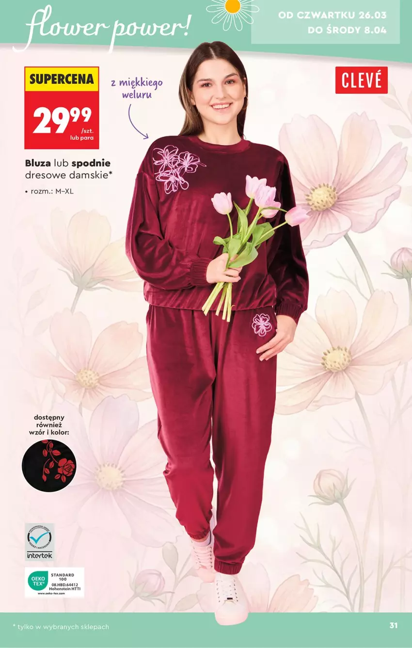 Gazetka promocyjna Biedronka - Okazje Tygodnia - ważna 21.03 do 04.04.2026 - strona 31 - produkty: Bluza, Dres, Spodnie, Spodnie dresowe
