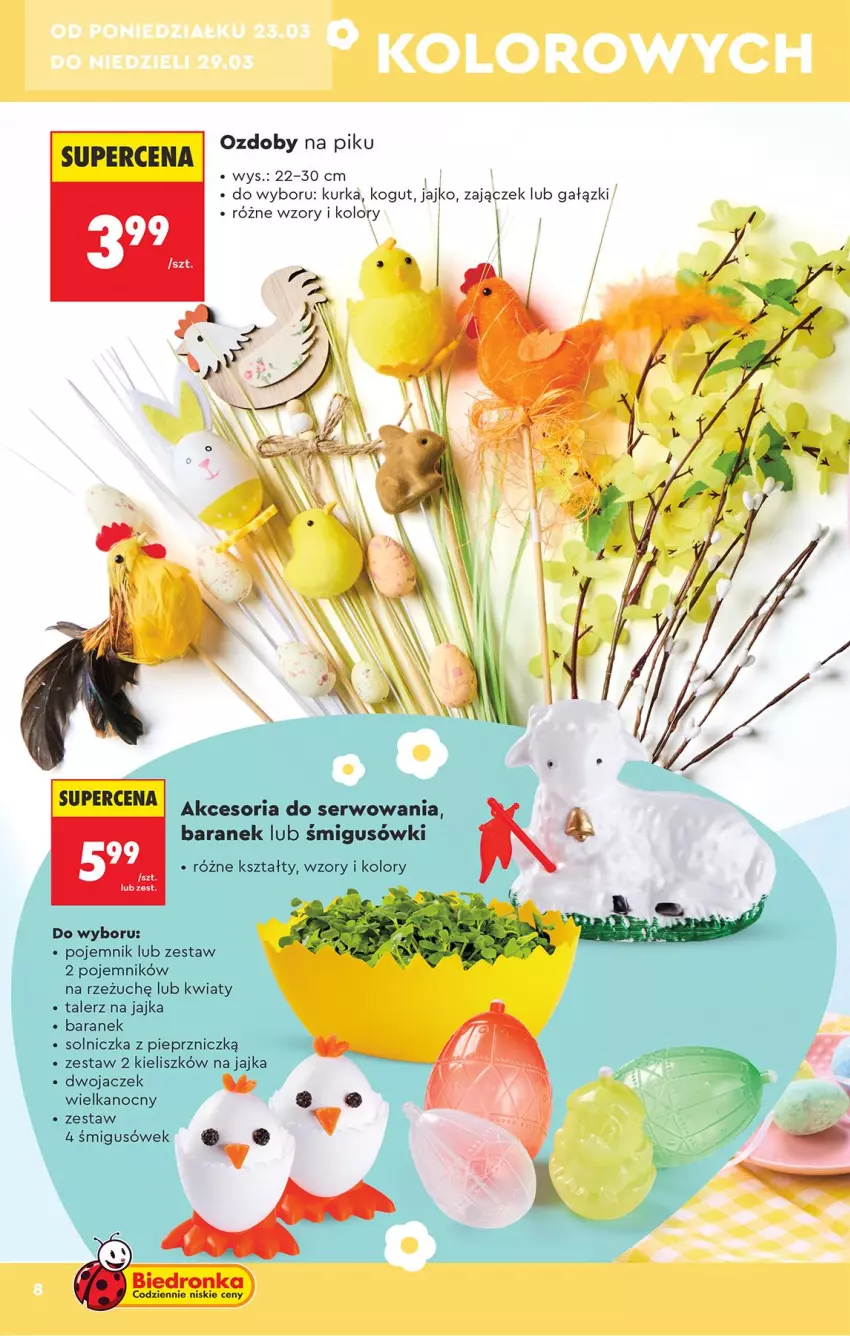 Gazetka promocyjna Biedronka - Okazje Tygodnia - ważna 21.03 do 04.04.2026 - strona 8 - produkty: Kogut, Pieprz, Pojemnik, Ser, Solniczka, Talerz, Znicz