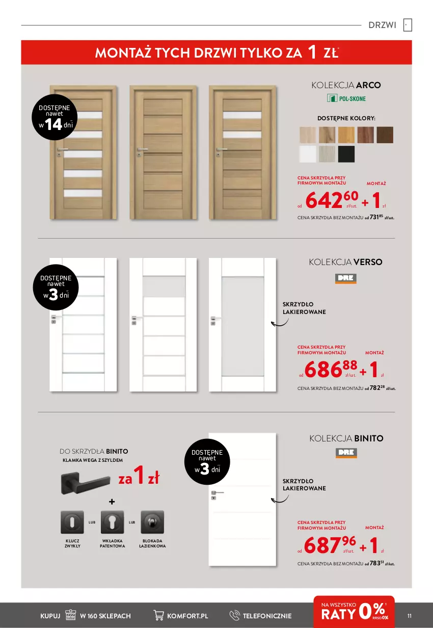 Gazetka promocyjna Komfort - Gazetka - ważna 09.02 do 15.03.2022 - strona 11 - produkty: Drzwi, Klamka, Lakier, Telefon