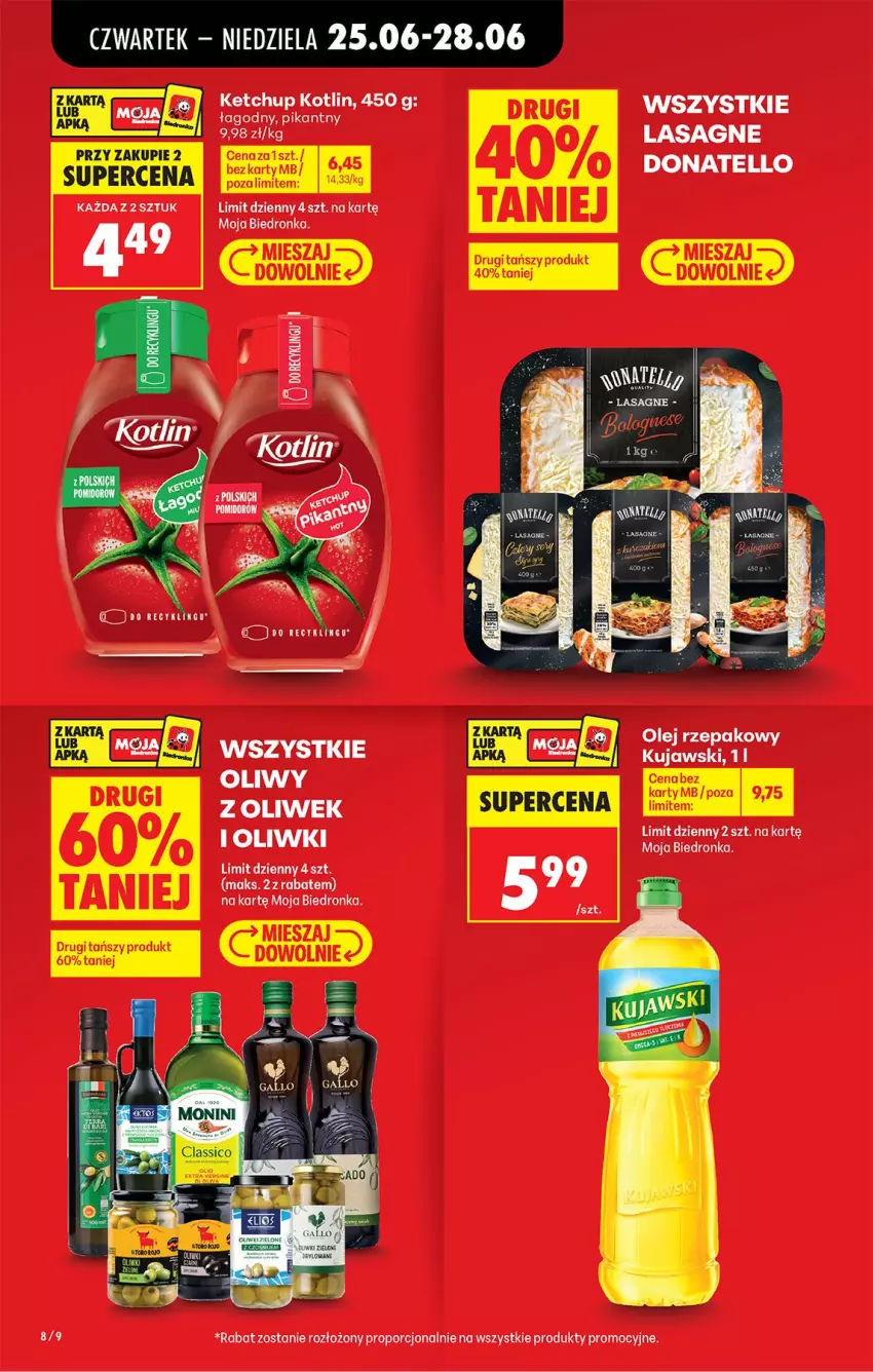 Gazetka promocyjna Biedronka - Od Czwartku - ważna 25.06 do 01.07.2026 - strona 10 - produkty: Ketchup, Kotlin, Lasagne, Olej, Olej rzepakowy, Por