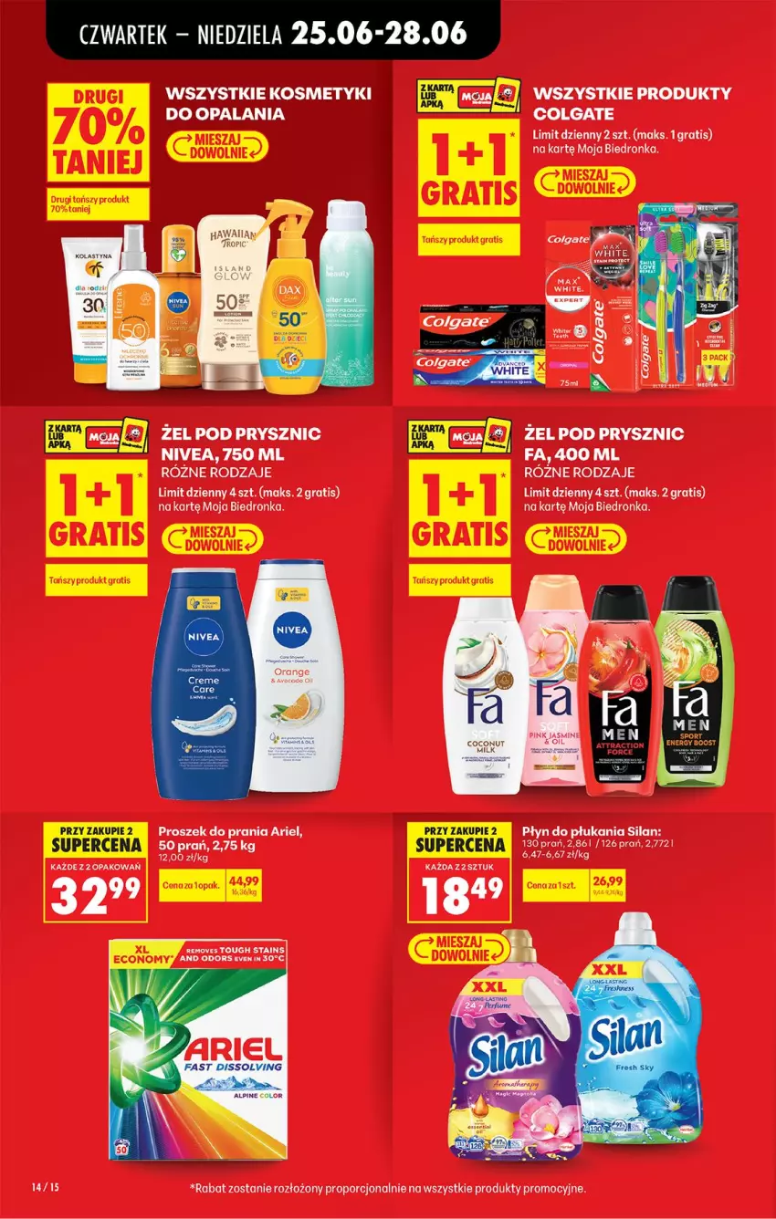 Gazetka promocyjna Biedronka - Od Czwartku - ważna 25.06 do 01.07.2026 - strona 16 - produkty: Ariel, Colgate, Fa, Gra, LG, Nivea, Płyn do płukania, Por, Proszek do prania, Silan